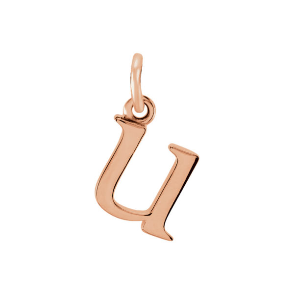 14k Rose Gold, Abbey Collection, Small Lower Case Initial u Charm