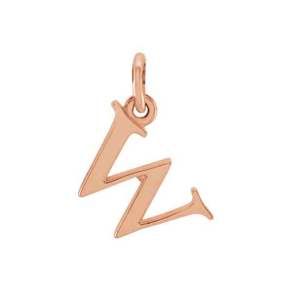 14k Rose Gold, Abbey Collection, Small Lower Case Initial w Charm