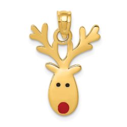 14k Yellow Gold Animated Reindeer Charm