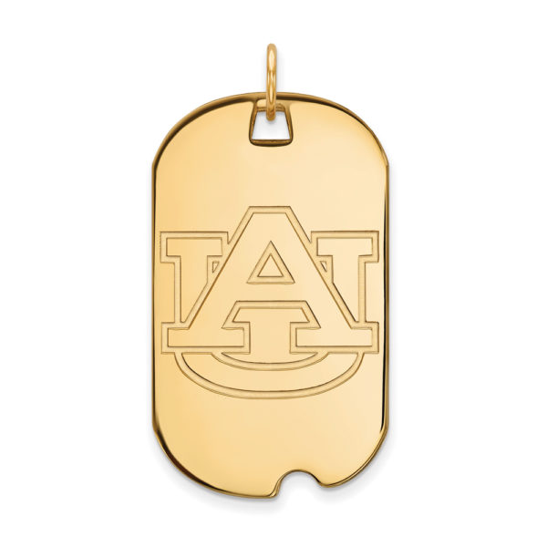 14k Yellow Gold Auburn U Large Dog Tag Pendant