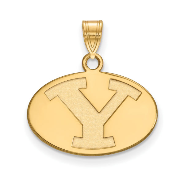 14k Yellow Gold Brigham Young U Small Initial Y Oval Pendant