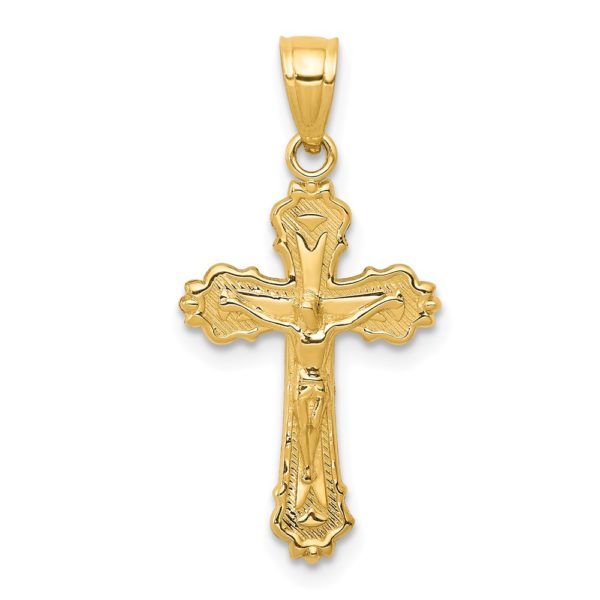 14k Yellow Gold, Budded Crucifix Pendant