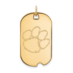 14k Yellow Gold Clemson U Large Dog Tag Pendant