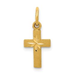 14k Yellow Gold, Dainty, Satin Cross Charm