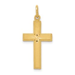 14k Yellow Gold, Diamond Cut, Latin Cross Pendant