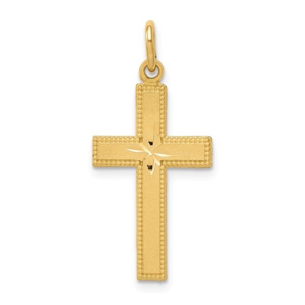 14k Yellow Gold, Diamond Cut, Latin Cross Pendant