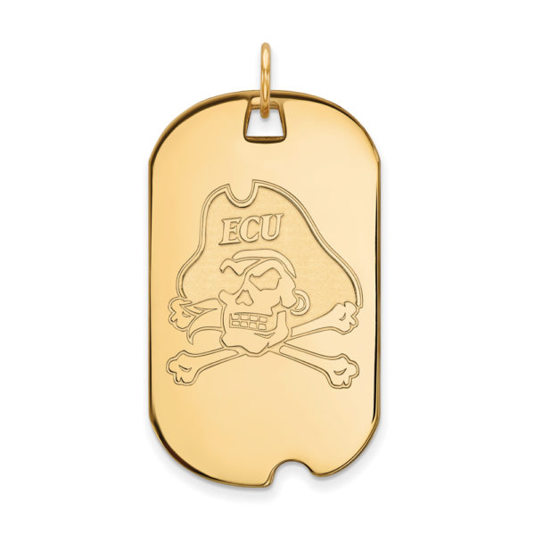 14k Yellow Gold East Carolina U Large Dog Tag Pendant