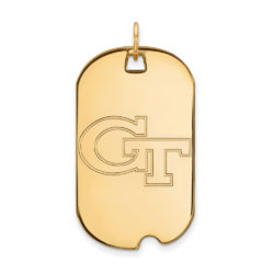 14k Yellow Gold Georgia Technology Large Dog Tag Pendant