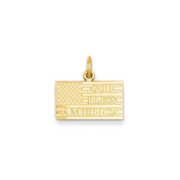 14k Yellow Gold God Bless America Flag Charm