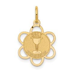 14k Yellow Gold Holy Communion Charm, 13mm (1/2 inch)