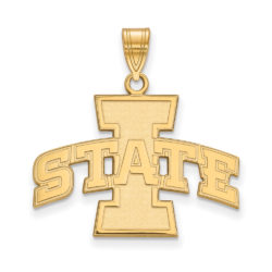 14k Yellow Gold Iowa State Large 'I STATE' Pendant