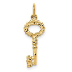 14k Yellow Gold Key To My Heart, Heart Bit Pendant