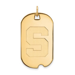 14k Yellow Gold Michigan State Large Initial S Dog Tag Pendant