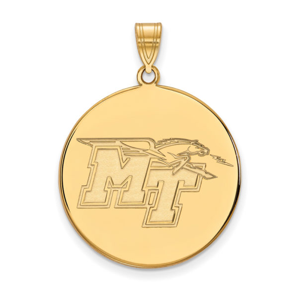 14k Yellow Gold Middle Tennessee State XL Disc Pendant