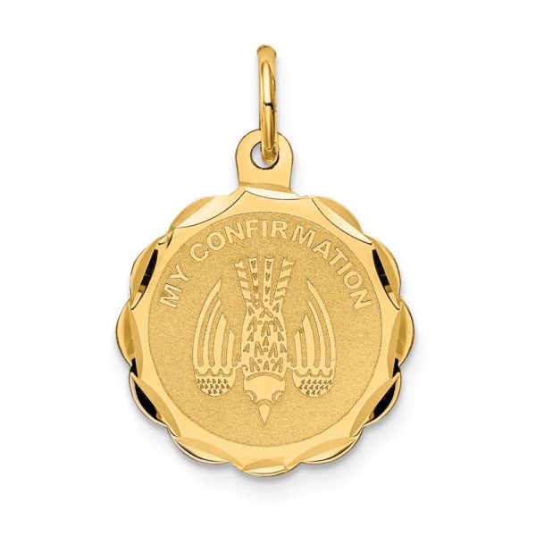 14k Yellow Gold My Confirmation Engravable Charm, 16mm (5/8 inch)