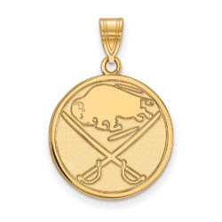 14k Yellow Gold NHL Buffalo Sabres Large Disc Pendant