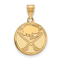 14k Yellow Gold NHL Buffalo Sabres Medium Disc Pendant