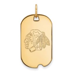 14k Yellow Gold NHL Chicago Blackhawks Dog Tag Pendant