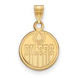 14k Yellow Gold NHL Edmonton Oilers Small Disc Pendant