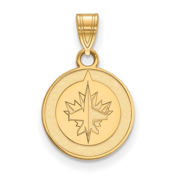 14k Yellow Gold NHL Winnipeg Jets Small Disc Pendant