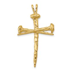 14k Yellow Gold, Nail Cross Pendant