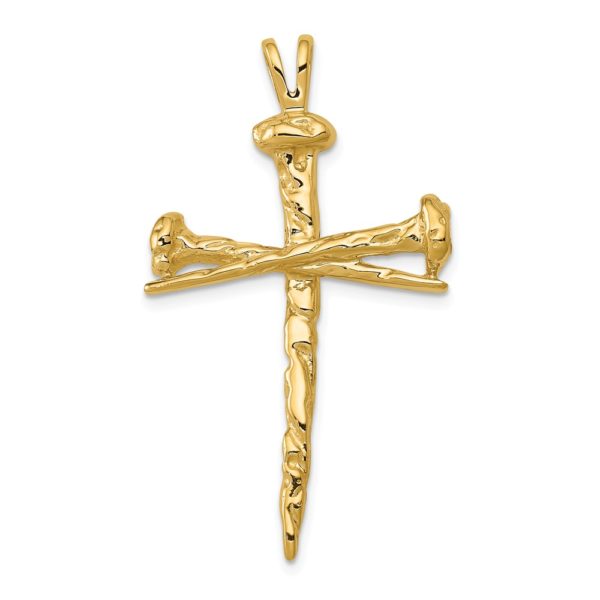 14k Yellow Gold, Nail Cross Pendant