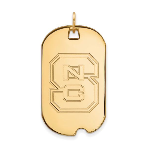 14k Yellow Gold North Carolina State Large 'NCS' Dog Tag Pendant