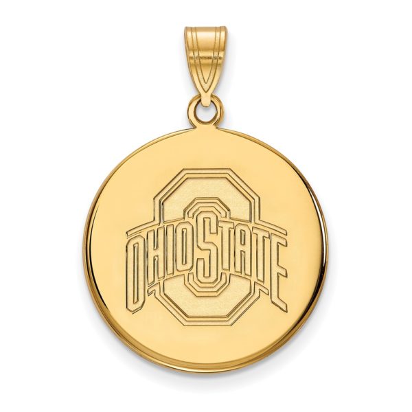 14k Yellow Gold Ohio State Large Logo Disc Pendant