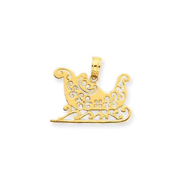 14k Yellow Gold Ornamental Sleigh Charm