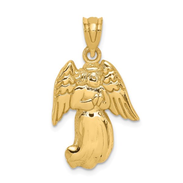 14k Yellow Gold Polished Praying Angel Pendant