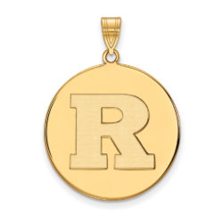 14k Yellow Gold Rutgers XL Initial R Disc Pendant