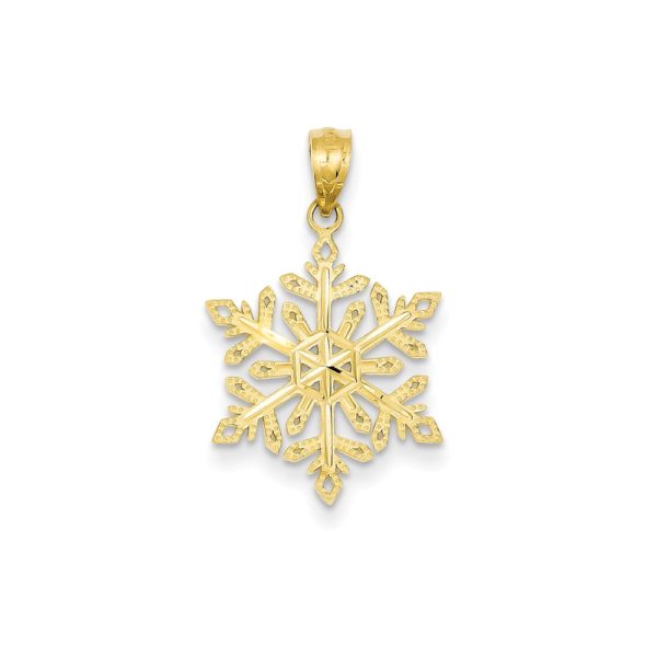 14k Yellow Gold, Snowflake Pendant