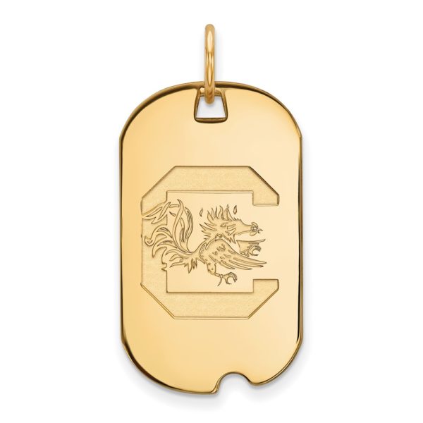 14k Yellow Gold South Carolina Dog Tag Pendant