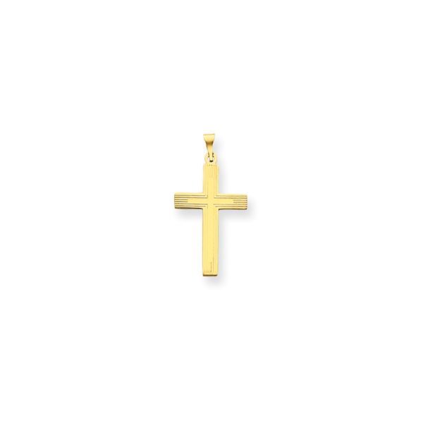 14k Yellow Gold, Textured, Latin Cross Pendant