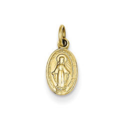 14k Yellow Gold Tiny Miraculous Medal Pendant Enhancer