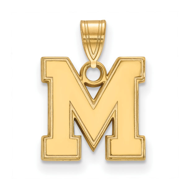 14k Yellow Gold U. of Memphis Small Initial M Pendant