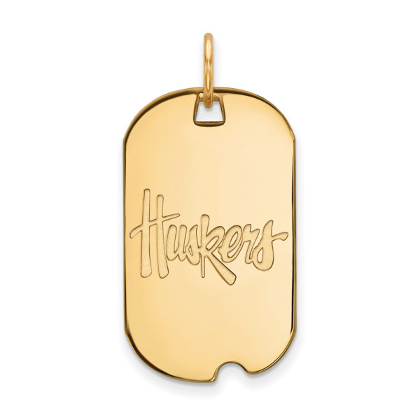 14k Yellow Gold U. of Nebraska 'Huskers' Dog Tag Pendant