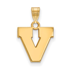 14k Yellow Gold U. of Virginia Small Initial V Pendant