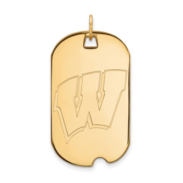 14k Yellow Gold U. of Wisconsin Large Initial W Dog Tag Pendant