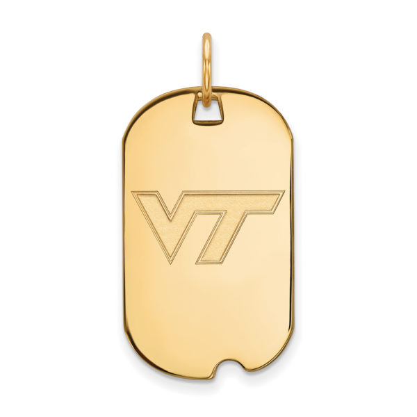 14k Yellow Gold Virginia Tech Logo Dog Tag Pendant