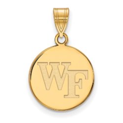 14k Yellow Gold Wake Forest U. Medium 'WF' Disc Pendant