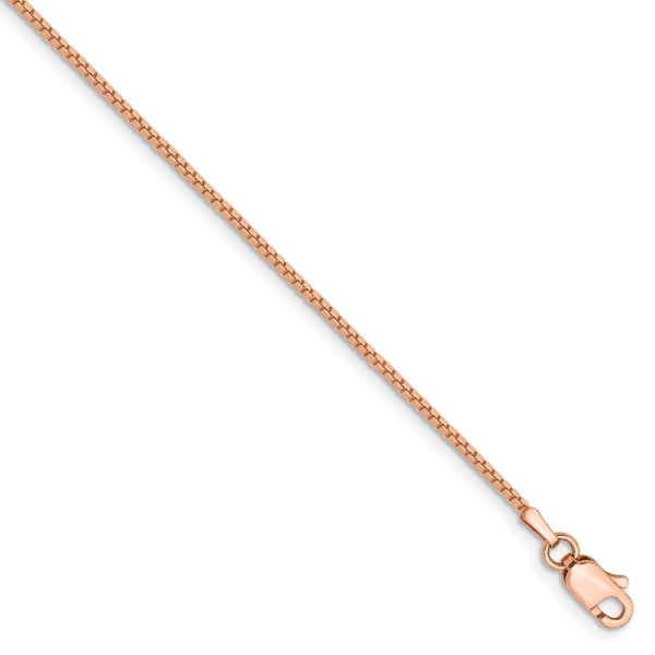 1mm, 14k Rose Gold, Box Chain Bracelet, 7 Inch