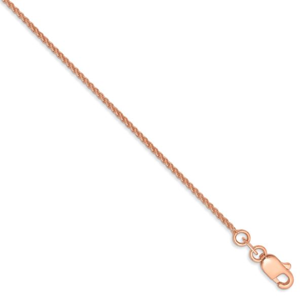 1mm 14k Rose Gold Solid Polished Spiga Chain Anklet, 10 Inch