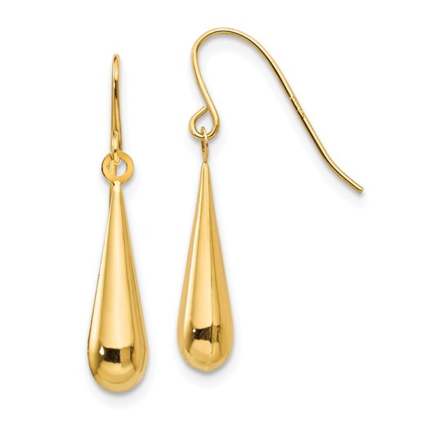 3-D Teardrop Dangle Earrings in 14k Yellow Gold