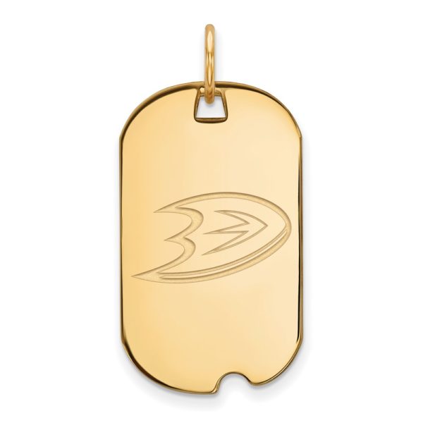 SS 14k Yellow Gold Plated NHL Anaheim Ducks Dog Tag Pendant