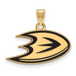 SS 14k Yellow Gold Plated NHL Anaheim Ducks SM Enamel Pendant