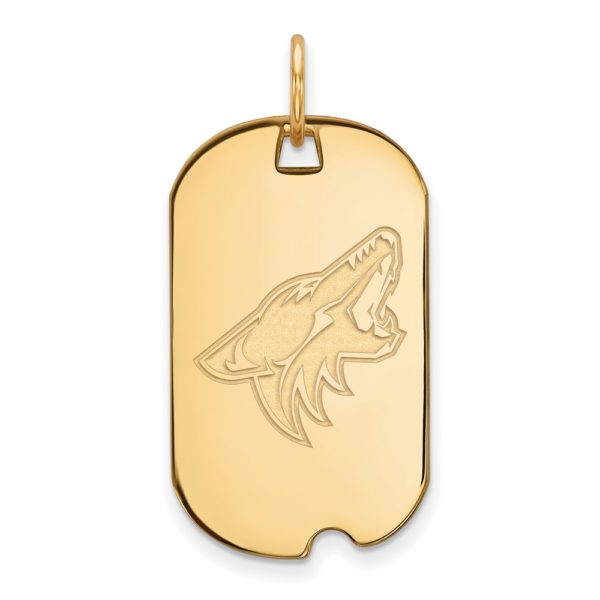 SS 14k Yellow Gold Plated NHL Arizona Coyotes Dog Tag Pendant