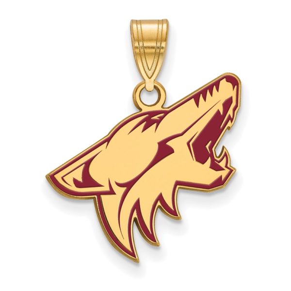 SS 14k Yellow Gold Plated NHL Arizona Coyotes LG Enamel Pendant