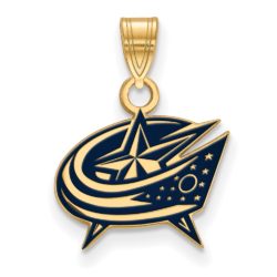 SS 14k Yellow Gold Plated NHL Blue Jackets SM Enamel Pendant