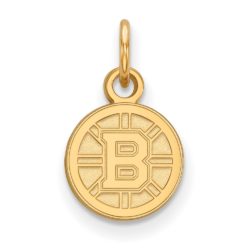 SS 14k Yellow Gold Plated NHL Boston Bruins XS (Tiny) Disc Charm